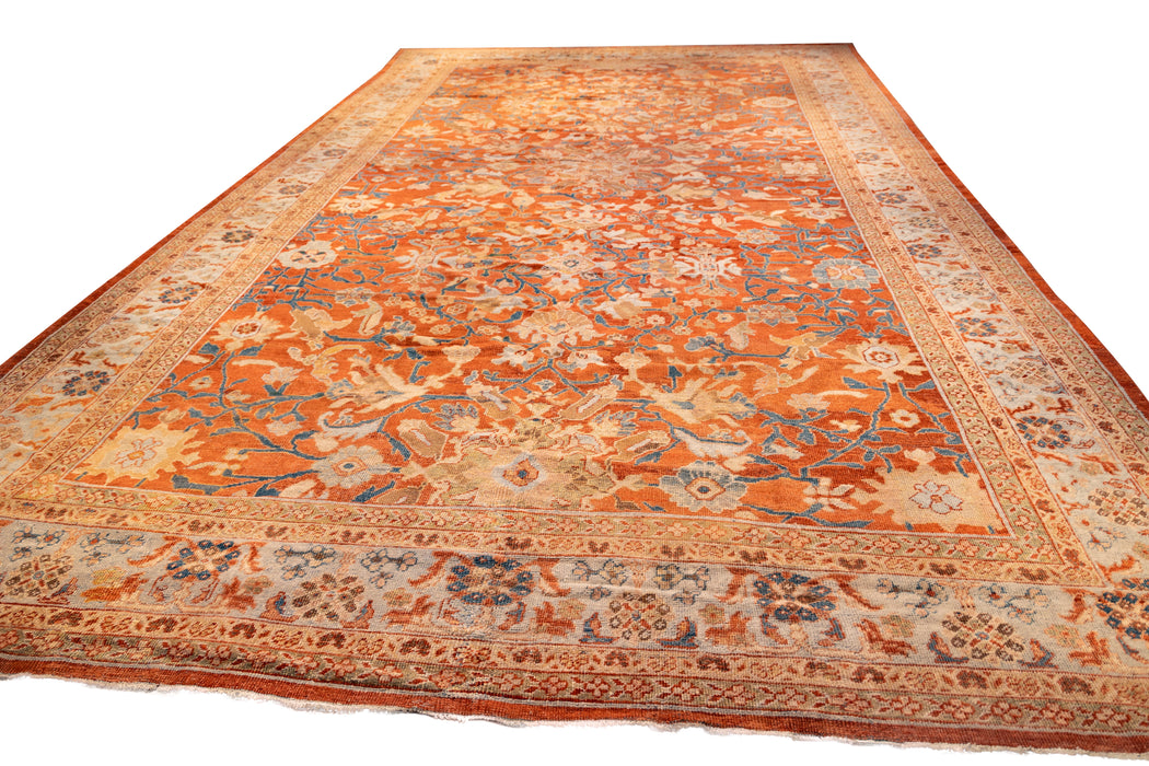 Large Burnt Orange-Red and Ivory Sultanabad Rug. 139 x 236 in. image 1