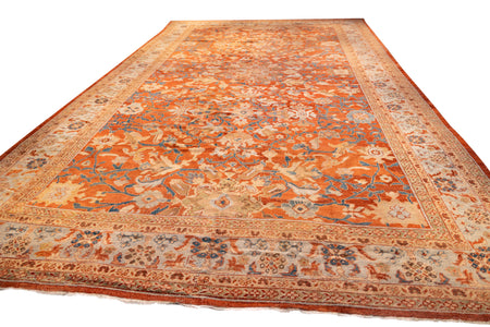 Large Burnt Orange-Red and Ivory Sultanabad Rug. 139 x 236 in. image 1