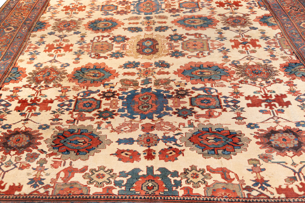 Ivory and Brick Red Tribal Bakshayesh Rug. 131 x 189 in. image 3