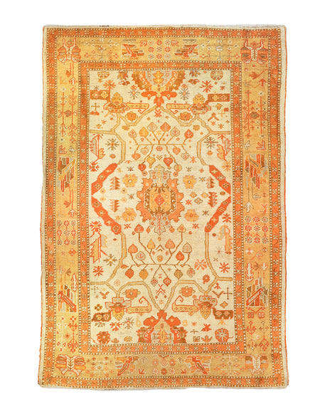 Light Tones Gold and Ivory Oushak Rug. 79 x 116 in. image 0
