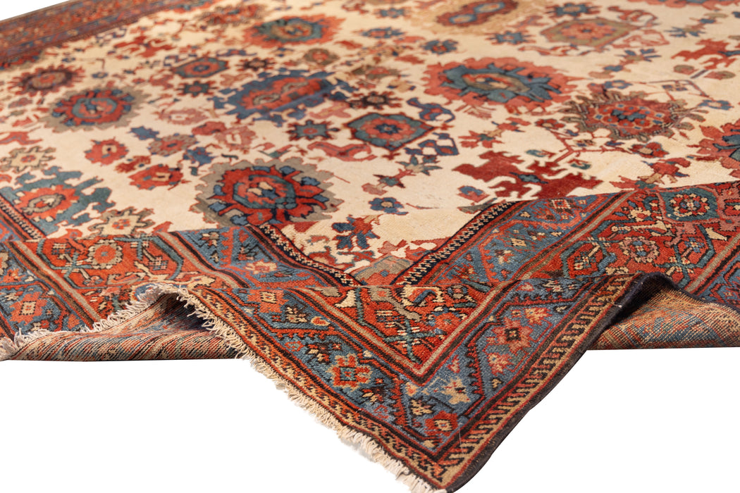 Ivory and Brick Red Tribal Bakshayesh Rug. 131 x 189 in. image 5