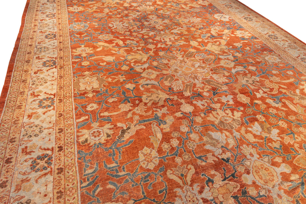 Large Burnt Orange-Red and Ivory Sultanabad Rug. 139 x 236 in. image 2