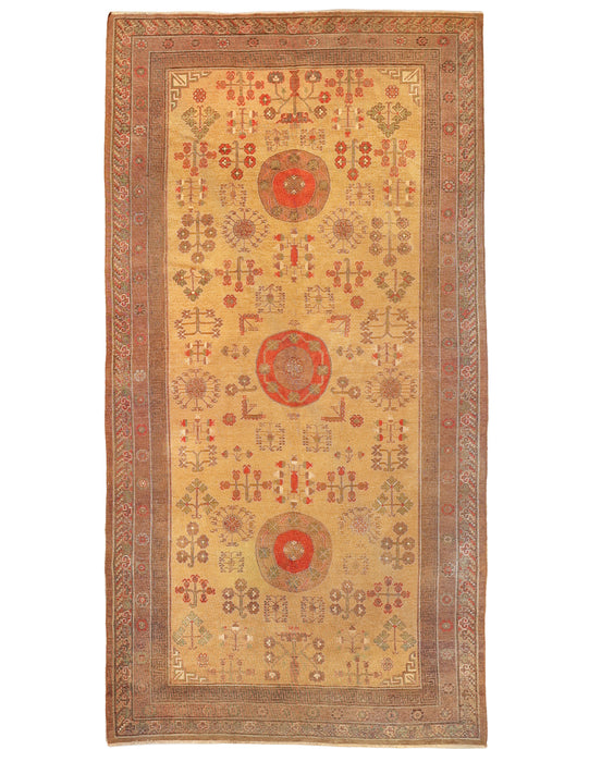 East Turkestan Chinese Khotan Rug. 87 x 169 in. image 0