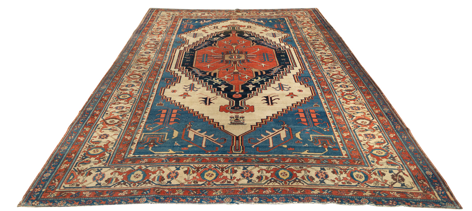 Rare and Unusual Tribal Bakshayesh Rug with a Chinese Symbol. 96 x 120 in. image 1