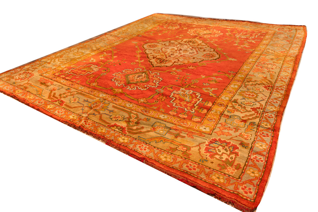 Gold Medallion Oushak Rug. 123 x 151 in.
