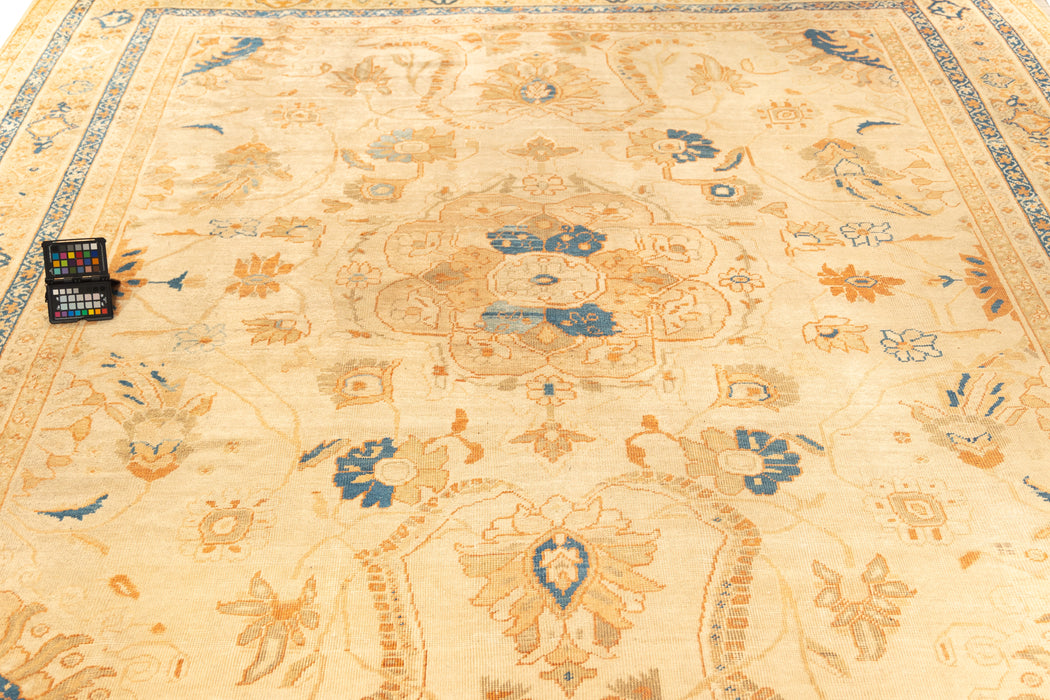 Extraordinary Ivory & Gold Antique Persian Sultanabad Rug. 111 x 114 in. image 2