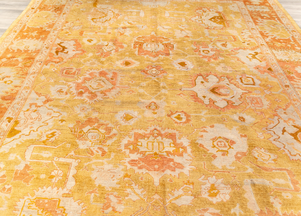 Soft Tones Golden Yellow Orange Oushak Rug. 122 x 163 in. image 1