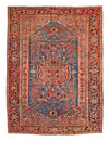 Coral and Blue Tribal Heriz Rug. 97 x 139 in. image 0