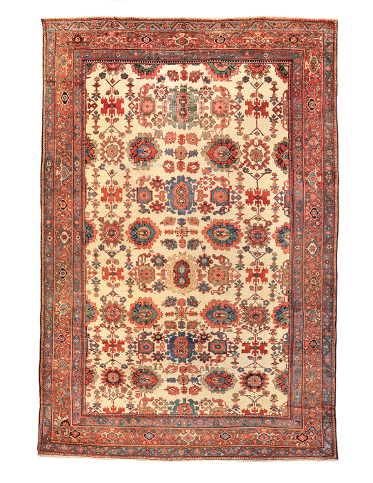 Ivory and Brick Red Tribal Bakshayesh Rug. 131 x 189 in. image 0