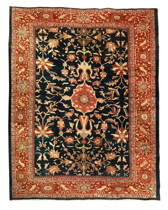Navy & Red Ziegler Mahal Sultanabad Rug. 107 x 127 in.