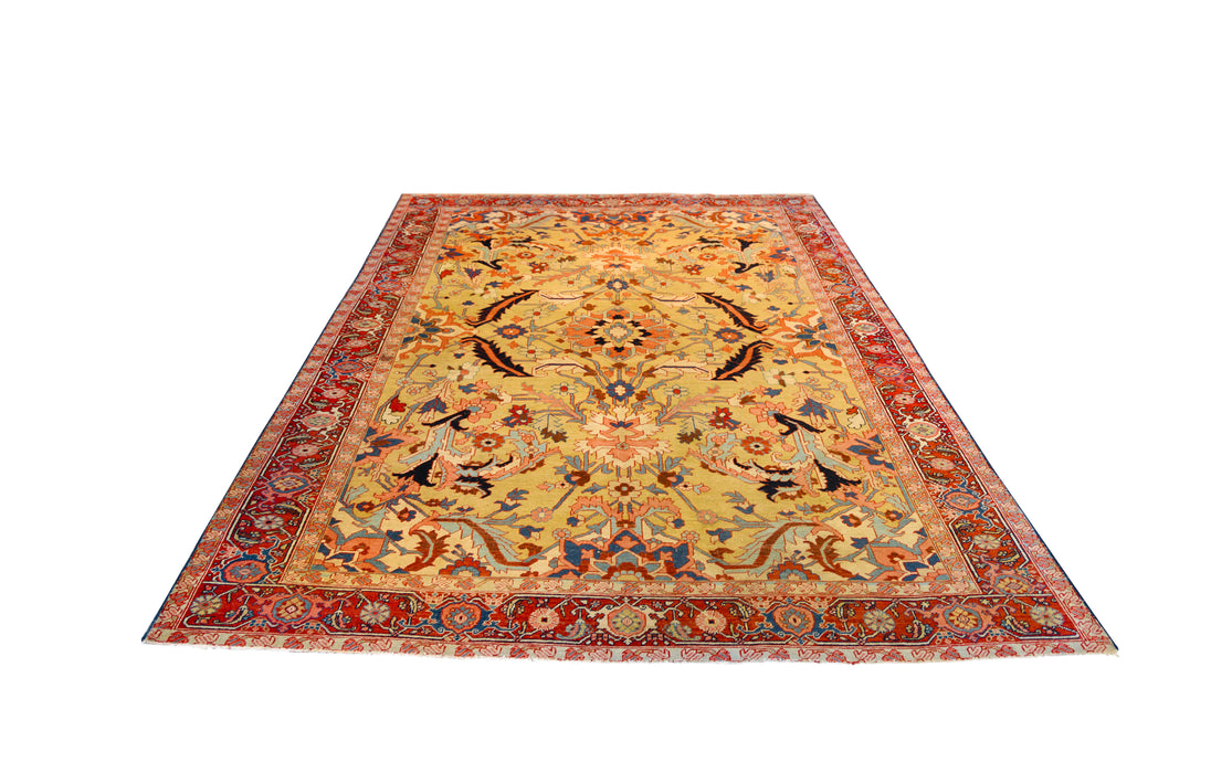Rare Golden Tribal Serapi Rug. 76 x 112 in.