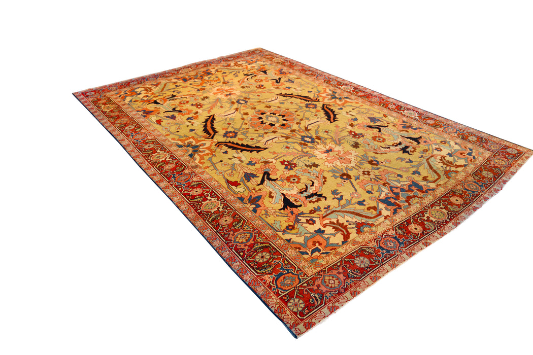 Rare Golden Tribal Serapi Rug. 76 x 112 in.