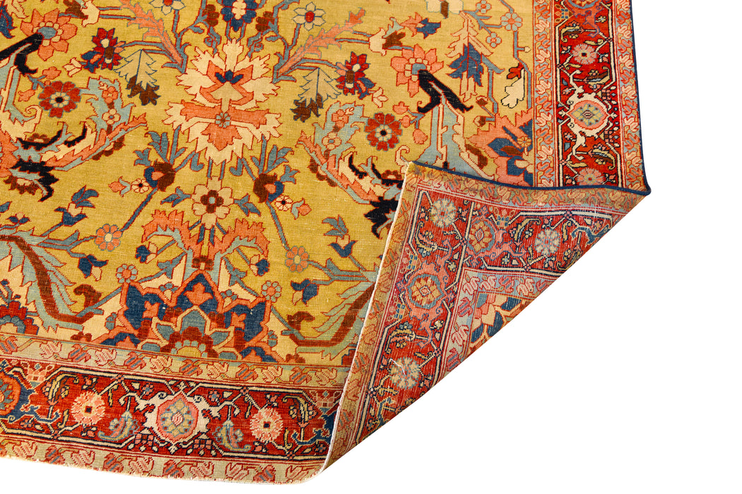 Rare Golden Tribal Serapi Rug. 76 x 112 in.