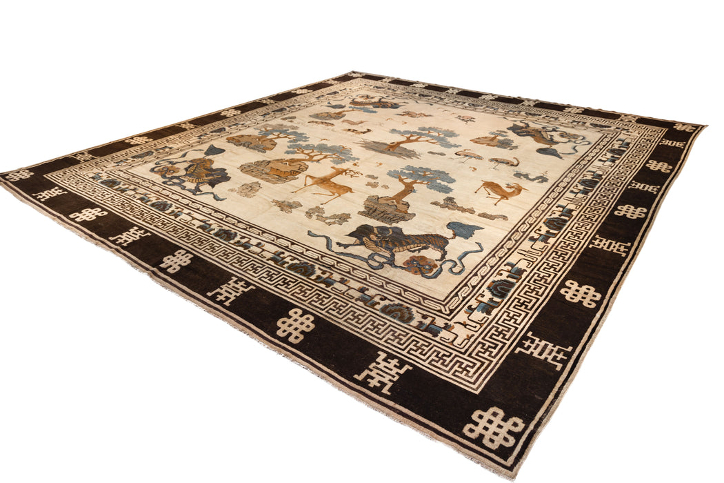 Animal Forest Square Mongolian Ningxia Rug. 154 x 168 in.