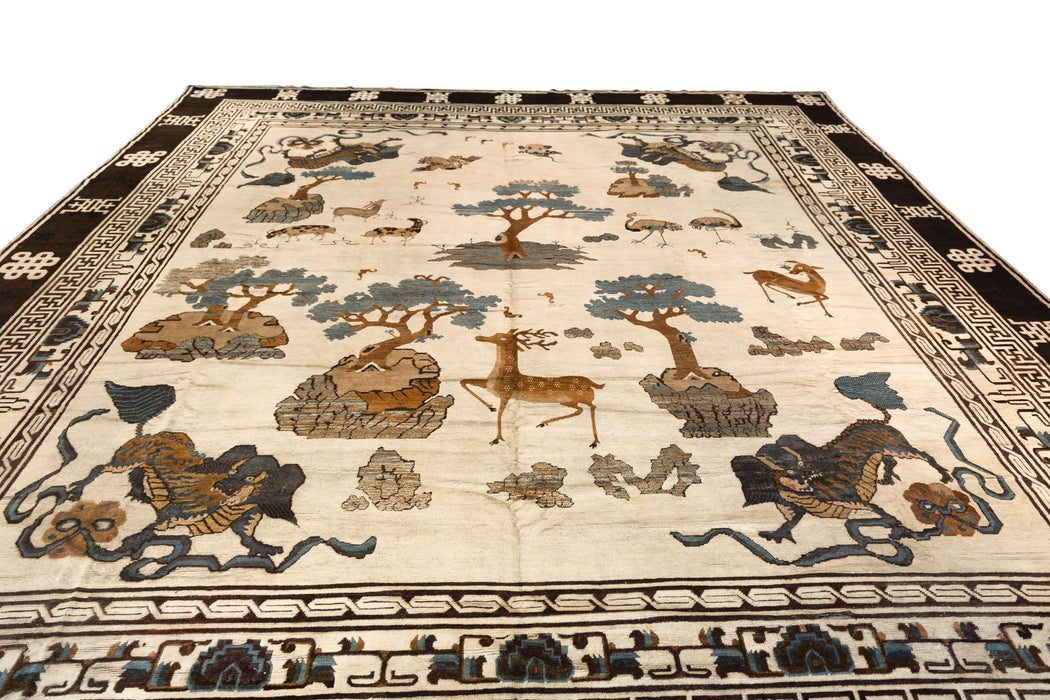 Animal Forest Square Mongolian Ningxia Rug. 154 x 168 in.