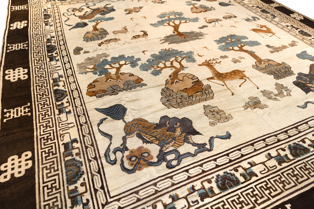 Animal Forest Square Mongolian Ningxia Rug. 154 x 168 in.