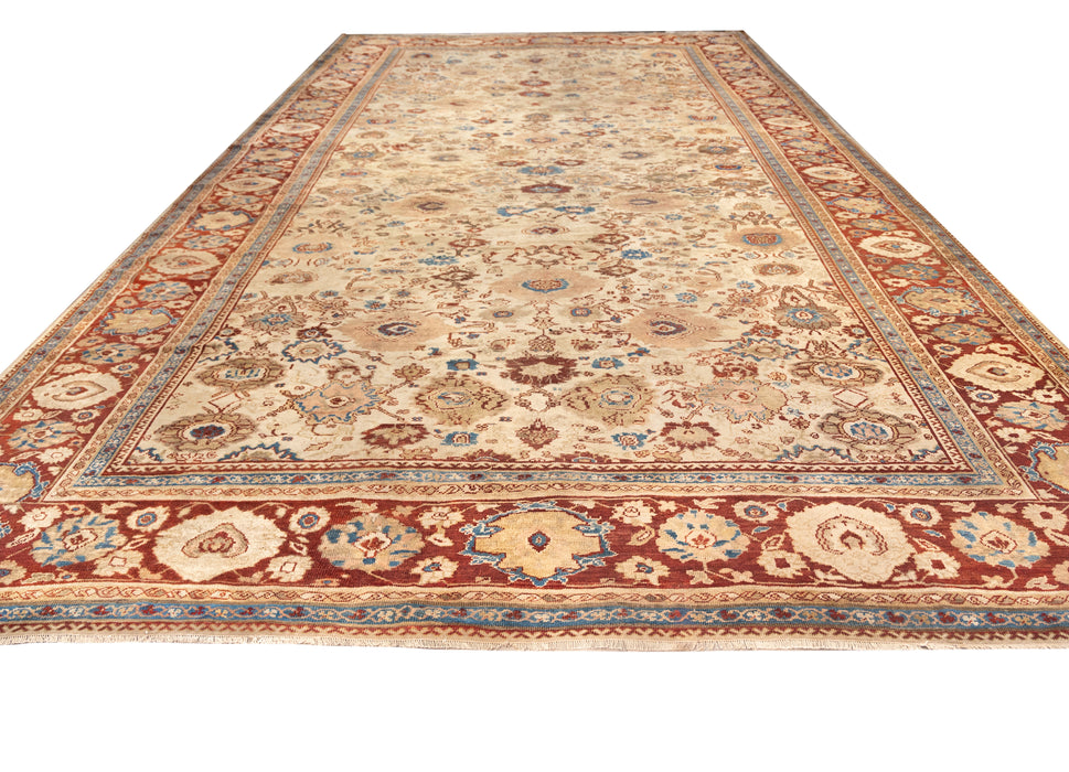 Ivory All Over Design Sultanabad Rug. 12 x 19 ft 3 in.