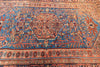 Coral and Blue Tribal Heriz Rug. 97 x 139 in. image 7