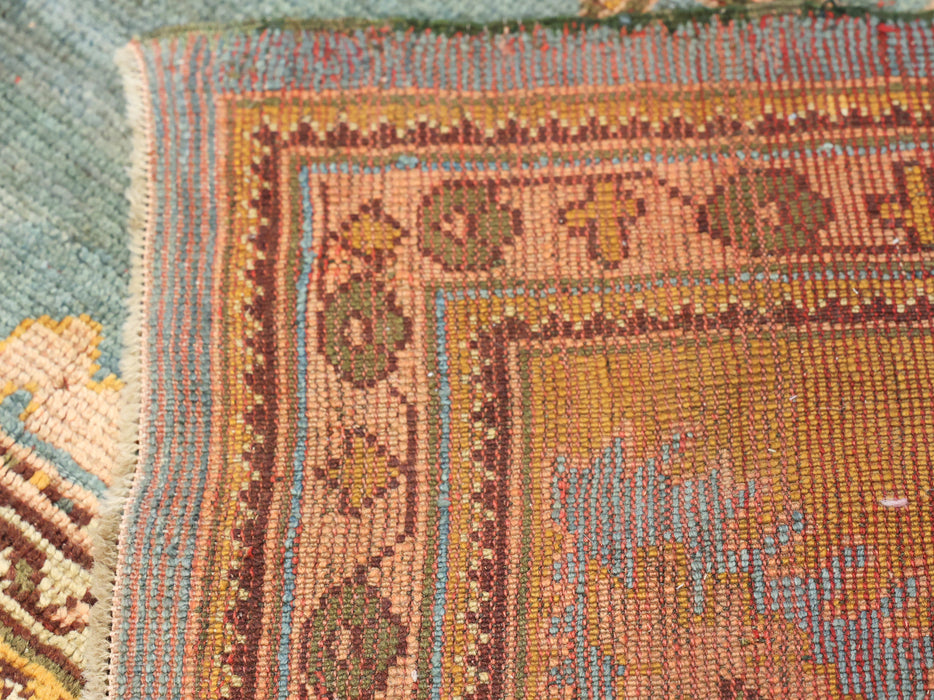 Orange & Teal Blue Oushak Rug. 168 x 175 in.