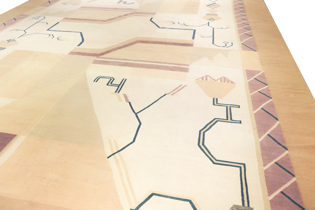 Art Deco Indian Dhurrie Rug. 21 x 15 ft