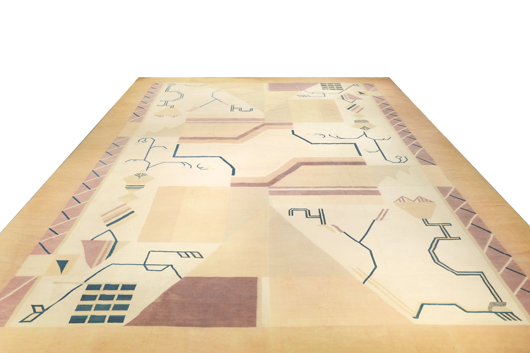 Art Deco Indian Dhurrie Rug. 21 x 15 ft