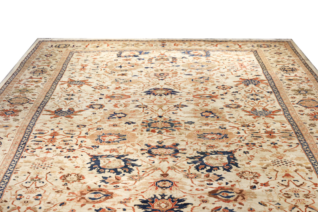 Important Ivory & Light Blue Persian Sultanabad Rug. 14 x 25 ft.