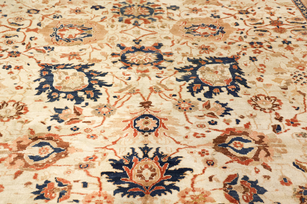 Important Ivory & Light Blue Persian Sultanabad Rug. 14 x 25 ft.