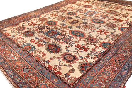 Ivory and Brick Red Tribal Bakshayesh Rug. 131 x 189 in. image 1