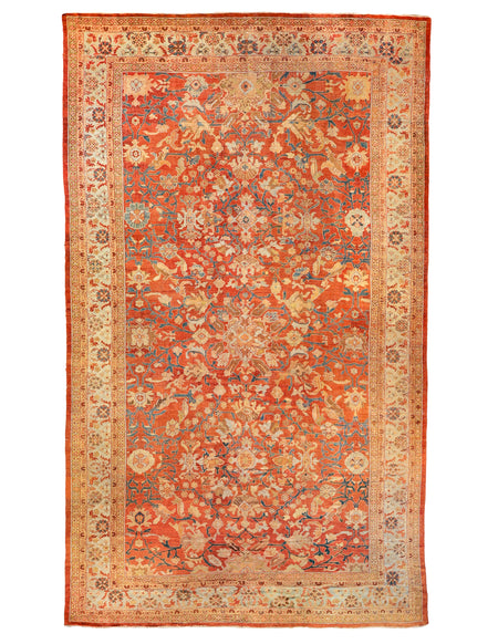Large Burnt Orange-Red and Ivory Sultanabad Rug. 139 x 236 in. image 0