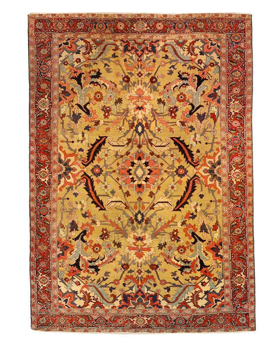 Rare Golden Tribal Serapi Rug. 76 x 112 in. image 0
