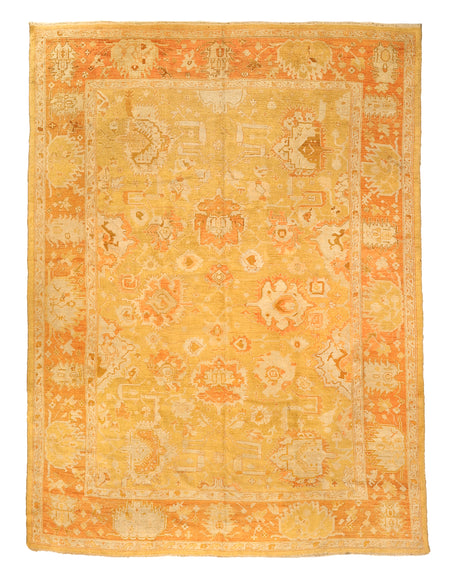 Soft Tones Golden Yellow Orange Oushak Rug. 122 x 163 in. image 0