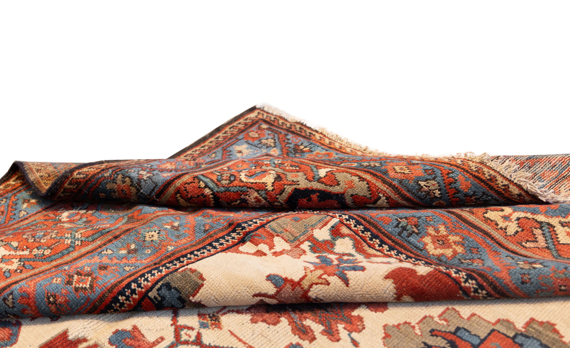 Ivory and Brick Red Tribal Bakshayesh Rug. 131 x 189 in. image 4