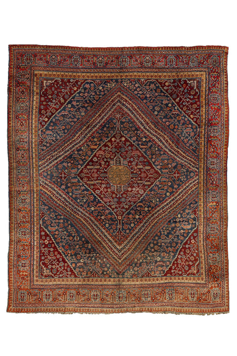 Large Jewel-Tone Smyrna Rug. 162 x 185 in.